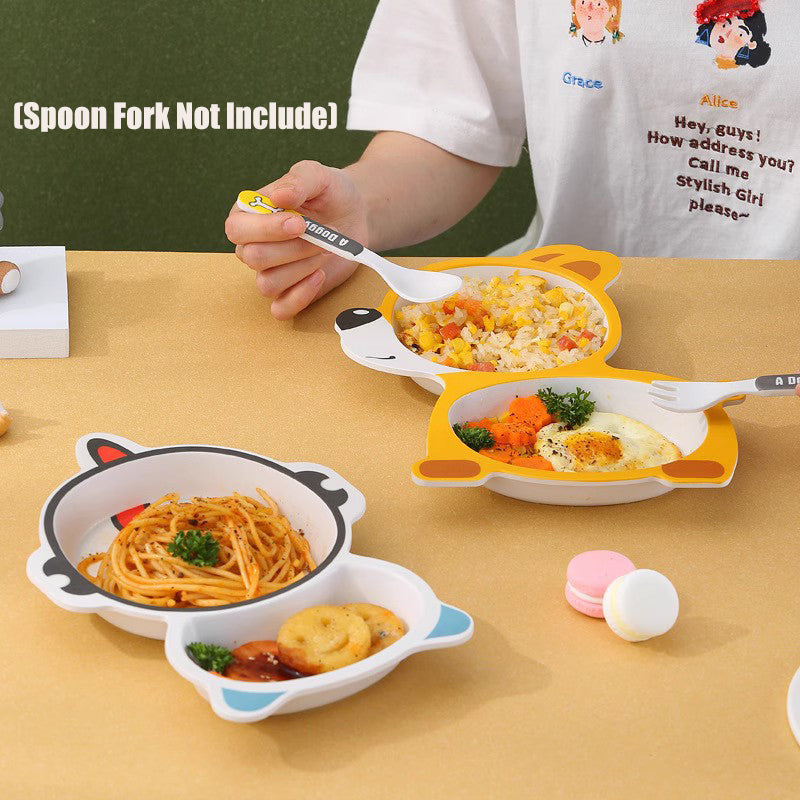 Bamboo Fiber Baby Feeding Plate | Cartoon Divided Toddler Dinner Plate
