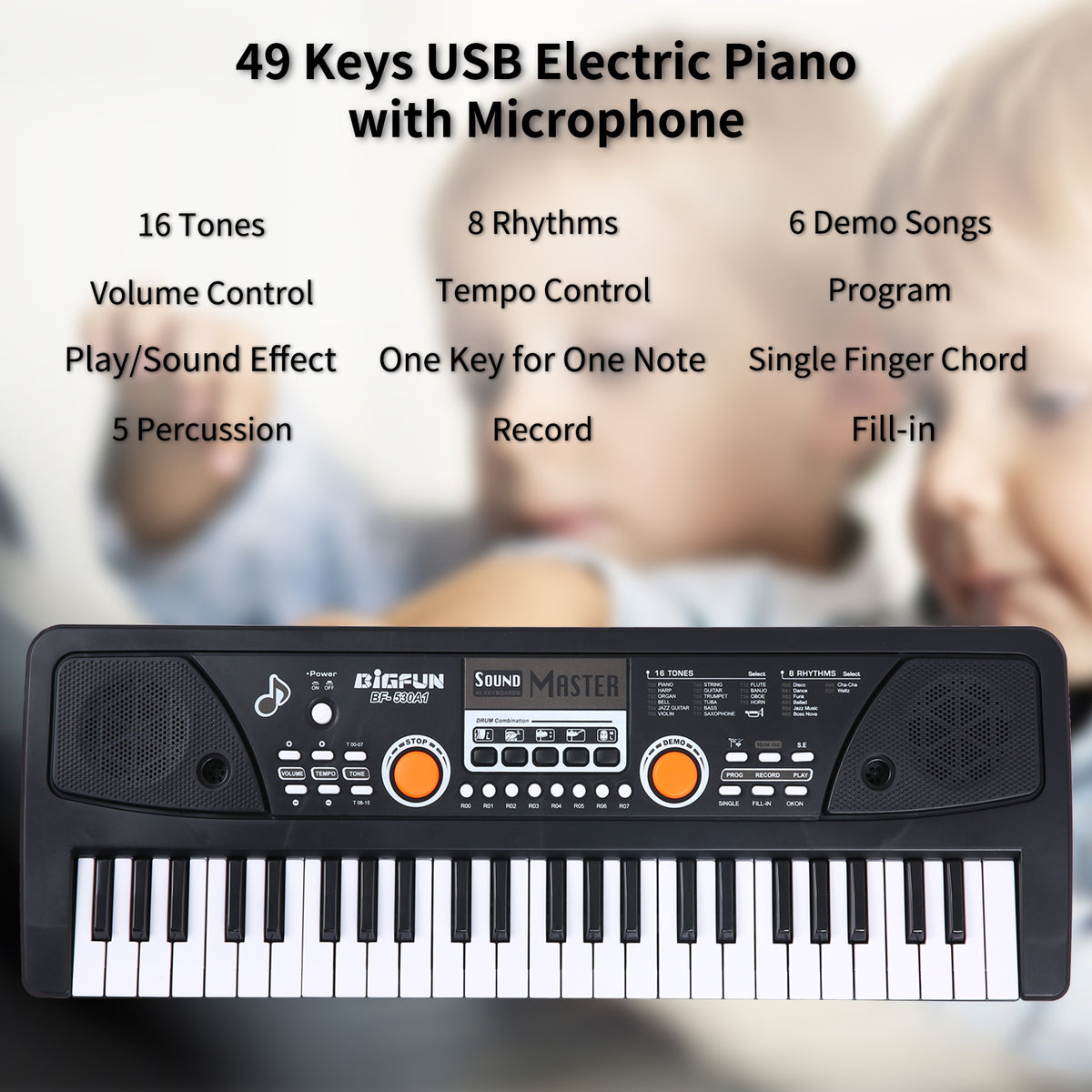 Electronic Keyboard Piano With Microphone Stereo Music Organic