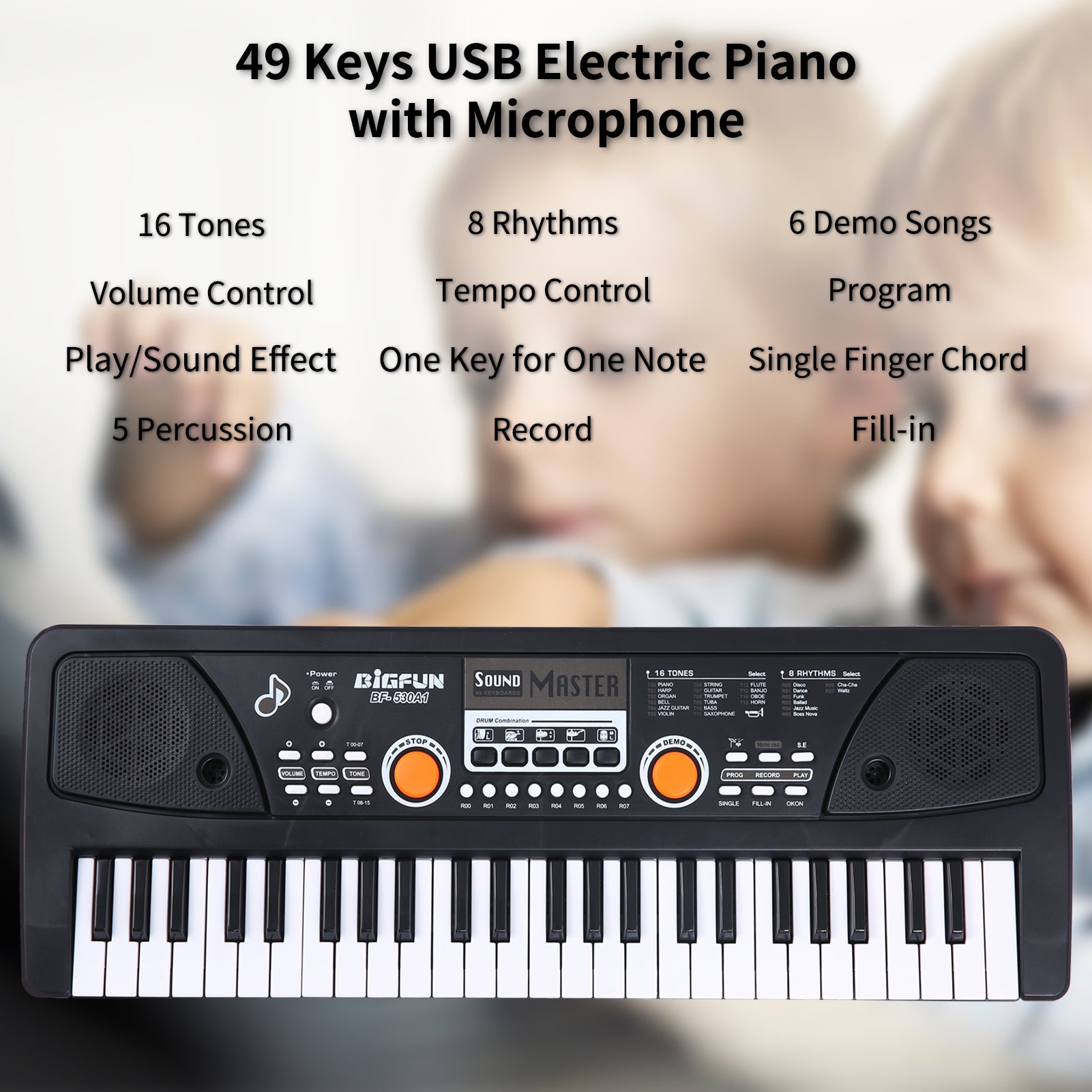 Electronic Keyboard Piano With Microphone Stereo Music Organic