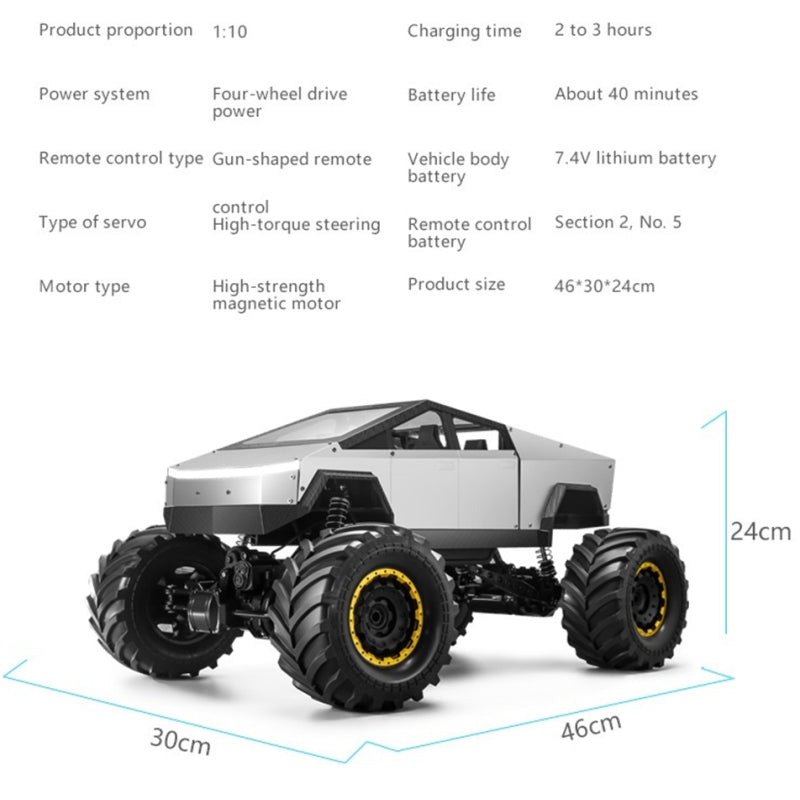 Large Wheel 4WD RC Climbing Truck LED Off Road Pickup Toy