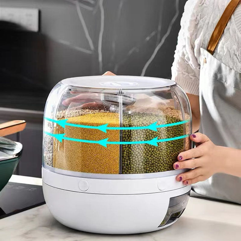 Rotatable Whole Grains Storage Box – Airtight Rice Container, Insect-Proof & Moisture-Proof Kitchen Storage Tank for Rice, Atta & Grains