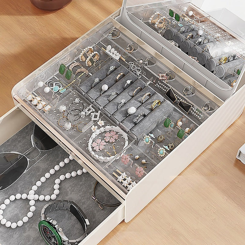 Elegant Jewelry Storage Box Drawer Organizer Mirror Gift Women