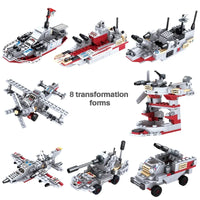 Military Navy Warship Building Blocks Army Boat Plane Toy Set