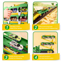 Dinosaur Car Carrier Truck Toy With Race Track And Alloy Cars