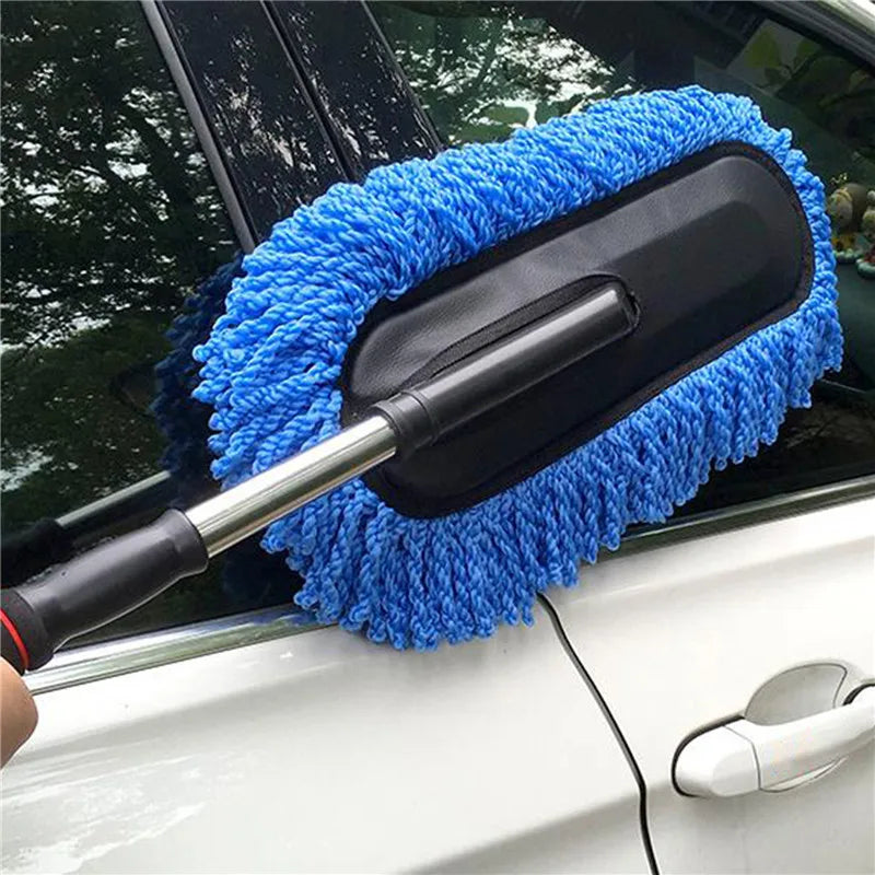 Car Cleaning Mop Brush with Long Handle – Soft Microfiber Retractable Car Wash Mop