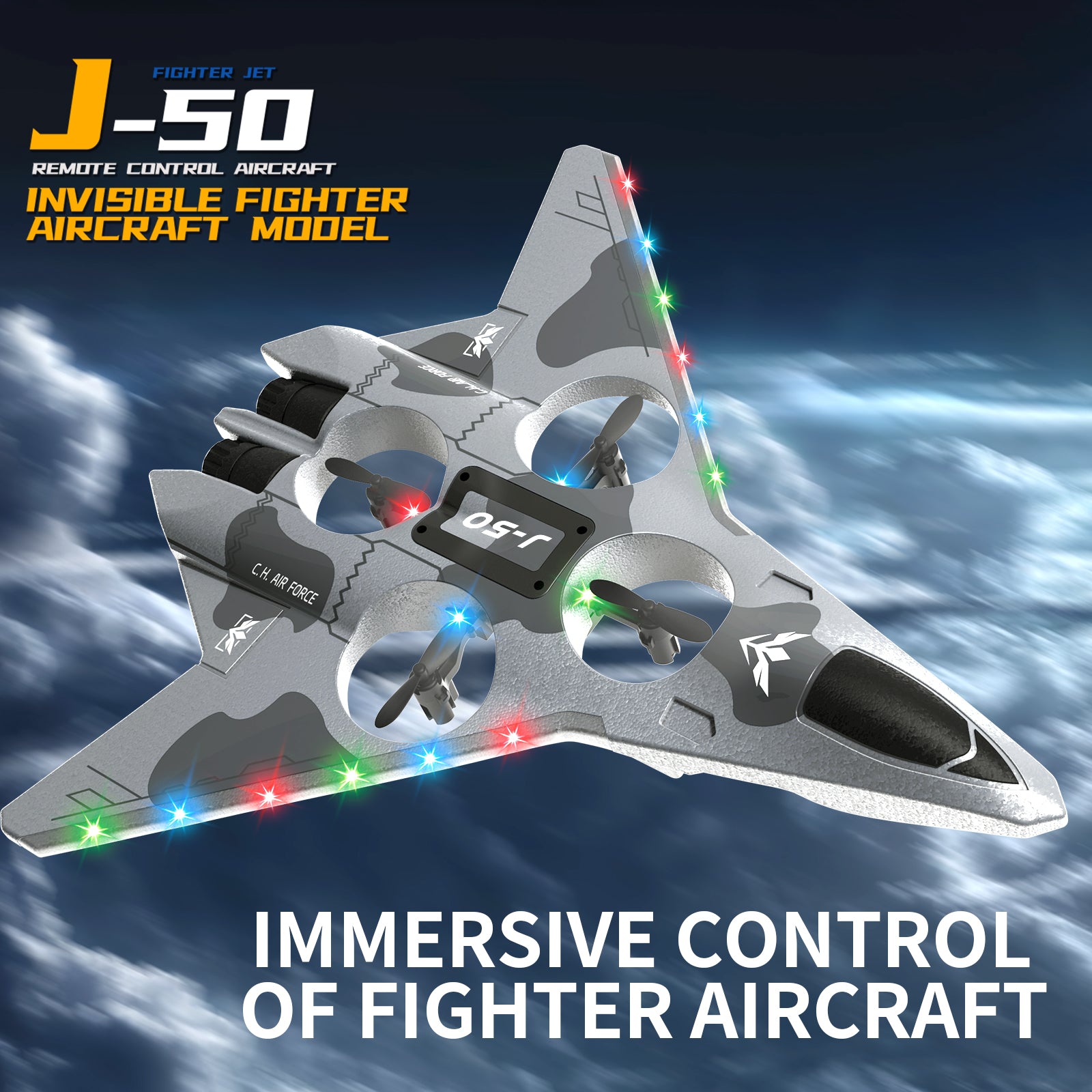 Drop Proof RC Fighter Jet Drone LED Stunt Flying Toy