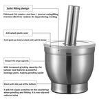 Stainless Steel Garlic Grinder Mortar Pestle Kitchen Sauce Making Tool