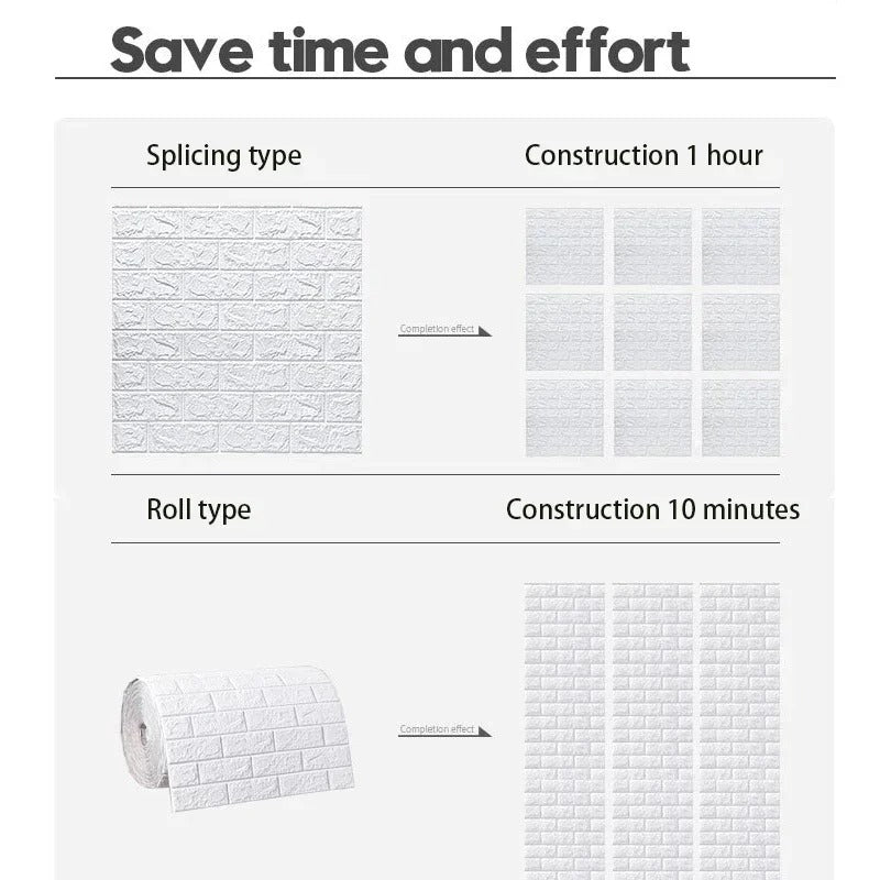 3D Brick Wallpaper Self Adhesive Waterproof Wall Sticker Home Decor