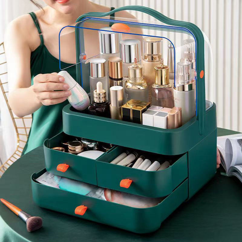 Dustproof Makeup Organizer with Drawer | Cosmetic Storage Box for Skincare