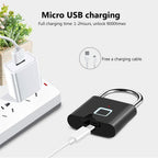 Fingerprint Smart Padlock USB Rechargeable Waterproof Anti Theft Lock