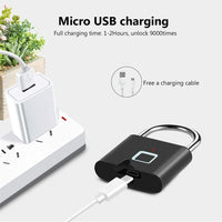 Fingerprint Smart Padlock USB Rechargeable Waterproof Anti Theft Lock