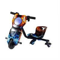 Crazy Go Kart 3 Wheel Electric Drift Bike for Kids – 360° Drifting Scooter Ride On Toy Car, Rechargeable Battery, Safe & Durable