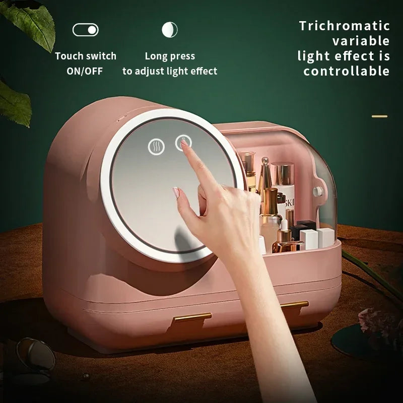 Large Capacity Dustproof Cosmetic Storage Box Makeup Organizer Vanity