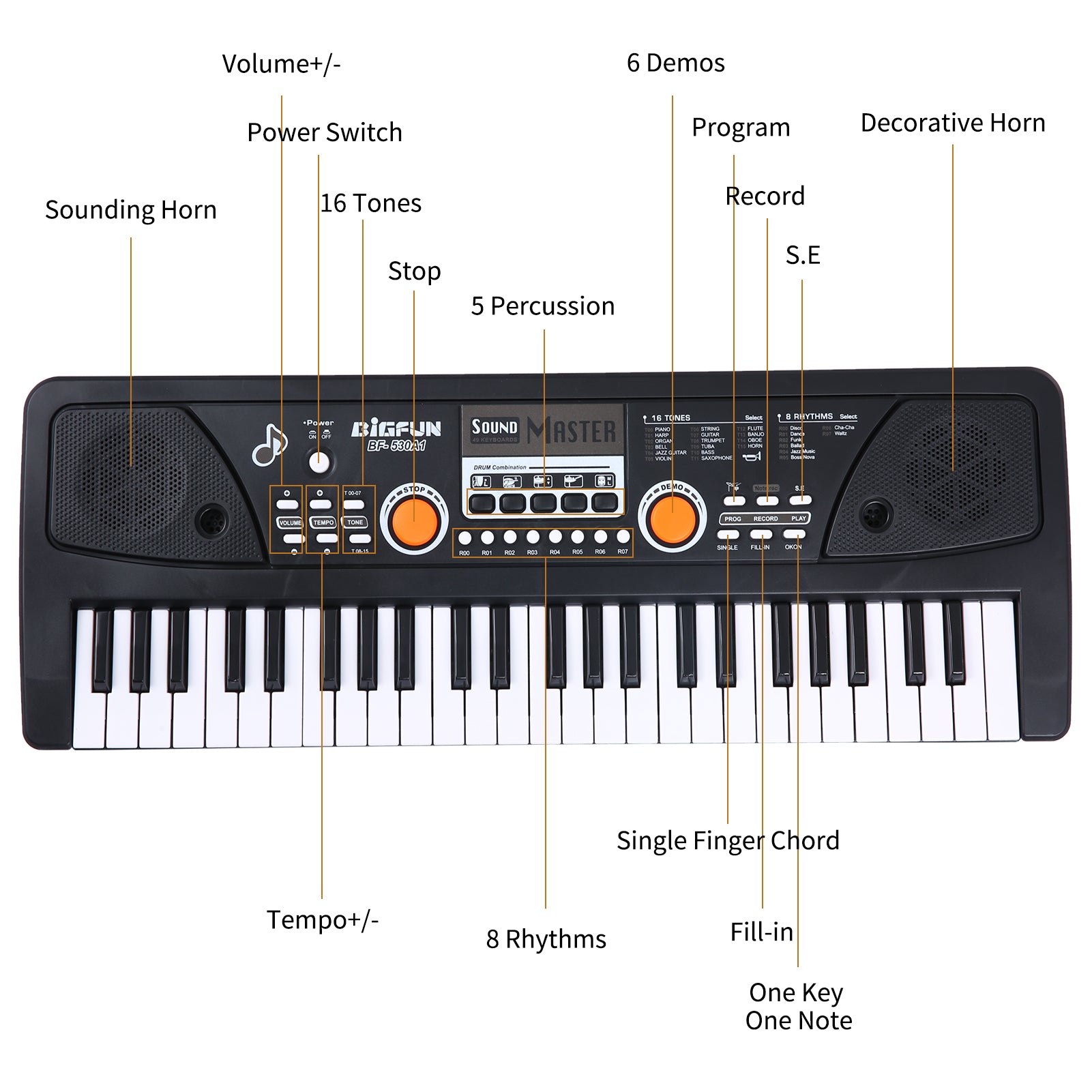 Electronic Keyboard Piano With Microphone Stereo Music Organic