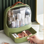 Luxury Off White Makeup Organizer Dustproof Dressing Table Storage Box