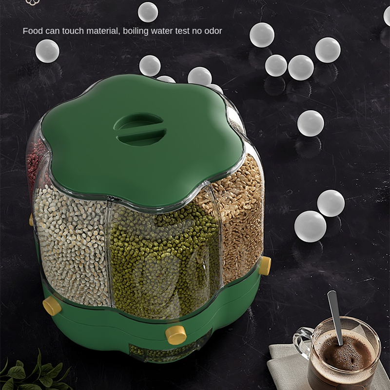 Rotatable Whole Grains Storage Box – Airtight Rice Container, Insect-Proof & Moisture-Proof Kitchen Storage Tank for Rice, Atta & Grains