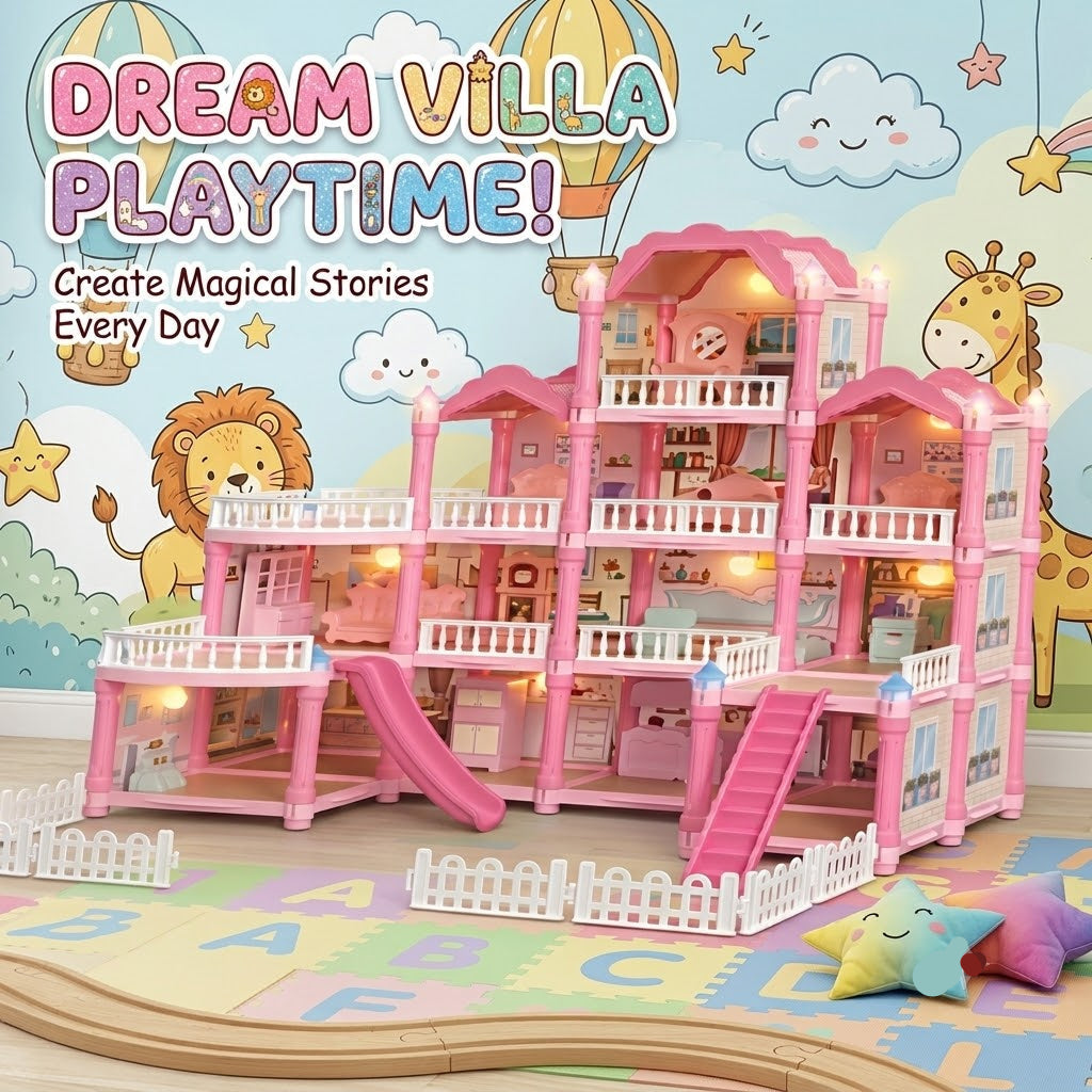 Luxury Girls Doll House Playset Large Dream Villa Toy With Furniture