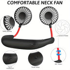 Portable Rechargeable Neck Fan USB Double Head Rotatable Cooling Fan