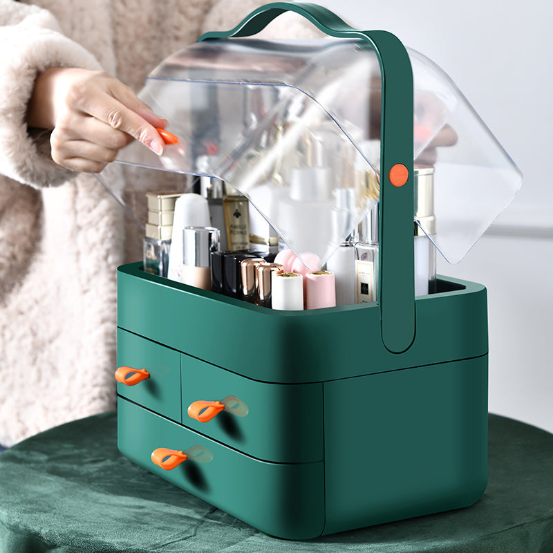 Dustproof Makeup Organizer with Drawer | Cosmetic Storage Box for Skincare