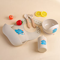 5PCS Baby Silicone Feeding Set | BPA-Free Bowl, Bib, Spoon & Fork Set