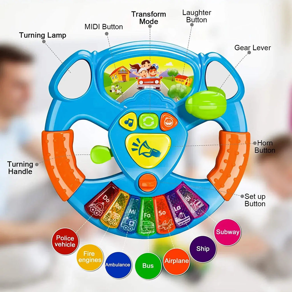 My Baby Steering Wheel Musical Lights Learning Transport Toy Kids