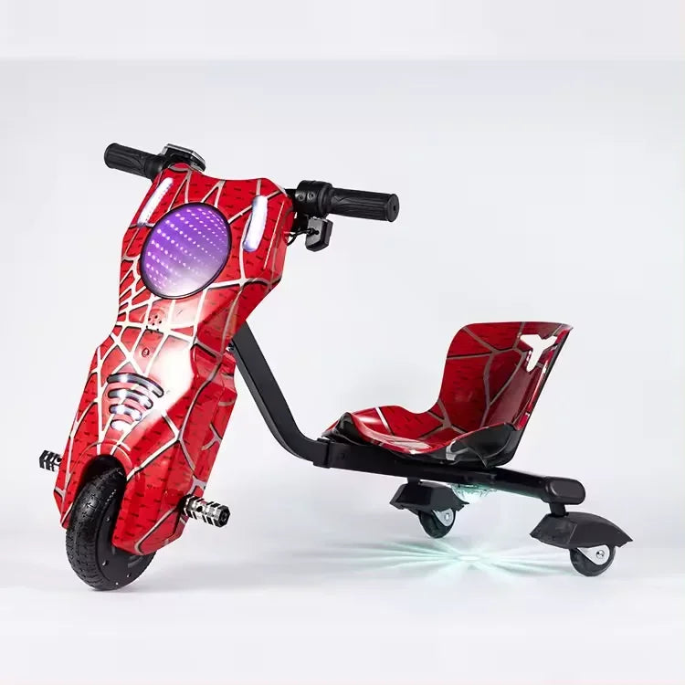 Crazy Go Kart 3 Wheel Electric Drift Bike for Kids – 360° Drifting Scooter Ride On Toy Car, Rechargeable Battery, Safe & Durable