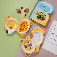 Bamboo Fiber Baby Feeding Plate | Cartoon Divided Toddler Dinner Plate