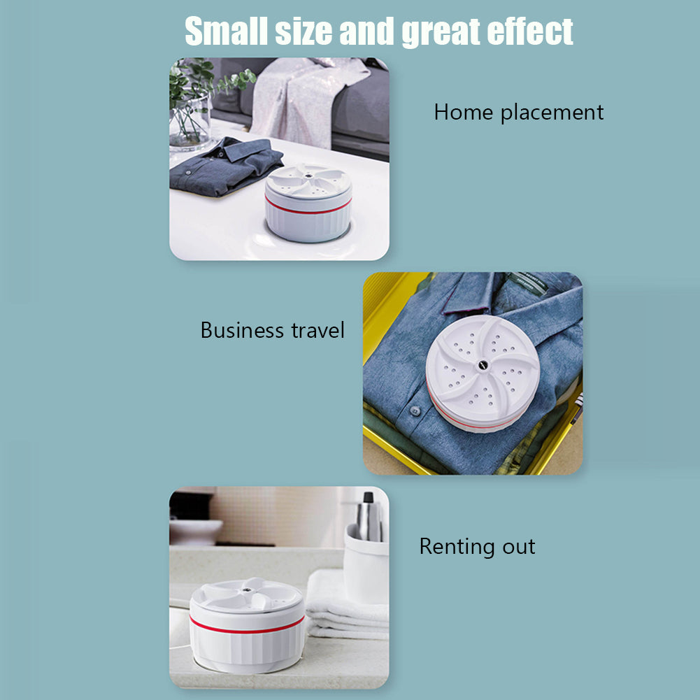 Portable USB Ultrasonic Mini Washing Machine Turbo Cleaner For Travel Home
