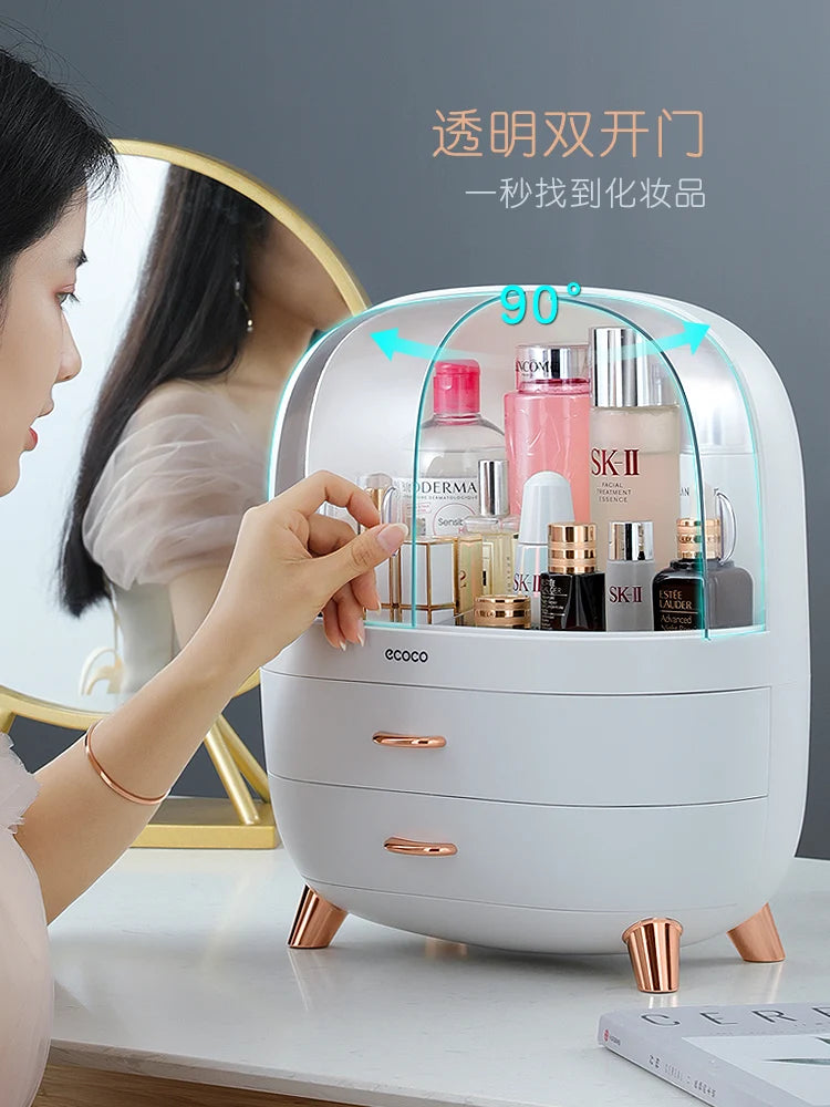 Transparent Cosmetic Storage Box Makeup Organizer Dust Proof Rack