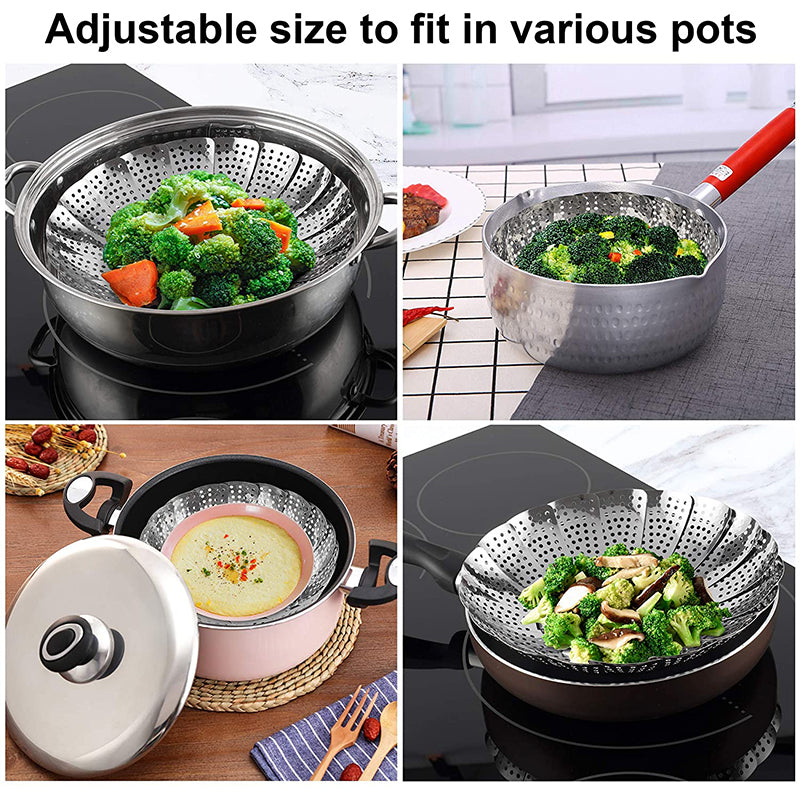 Stainless Steel Folding Steamer Basket Vegetable Meat Cooker Kitchen