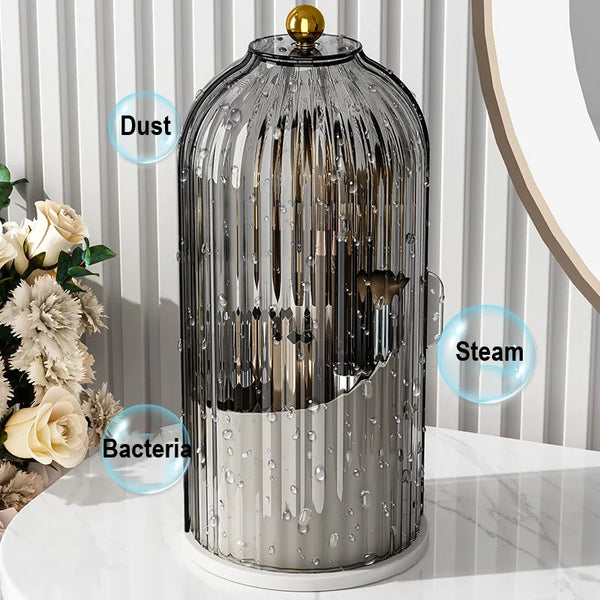 360° Rotating Birdcage Makeup Brush & Pen Holder – Cosmetic Storage Organizer for Dressing Table & Bedroom | Multi-Use Storage Box Pakistan