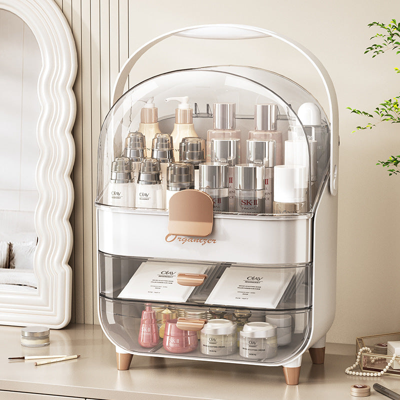 Luxury Cosmetics Storage Box High Capacity Dustproof Makeup Organizer Rack