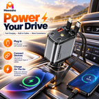 120W 5-in-1 Telescopic Car Fast Charger with Type-C or iOS Cable