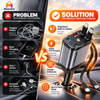 120W 5-in-1 Telescopic Car Fast Charger with Type-C or iOS Cable