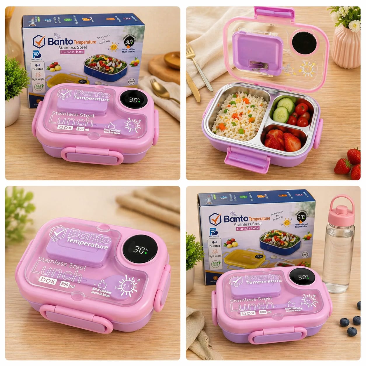 Stainless Steel Temperature Lunch Box Smart Food Container Hot