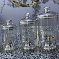 European Crystal Glass Storage Jar Gold Plated Luxury Desktop Ornament