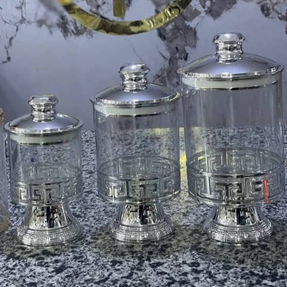 European Crystal Glass Storage Jar Gold Plated Luxury Desktop Ornament