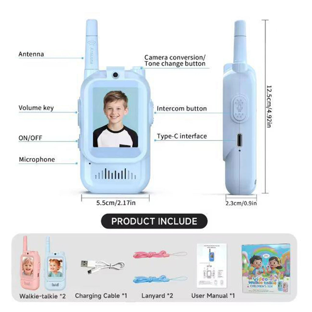 Rechargeable Video Walkie Talkies Kids Two-Way Communication Toy Set