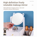 Desktop Makeup Mirror with Drawer Storage | Cosmetic Storage Mirror Organizer