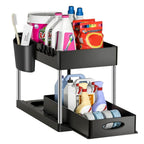 Under Sink Sliding Organizer Rack Kitchen Bathroom Storage Basket Cabinet