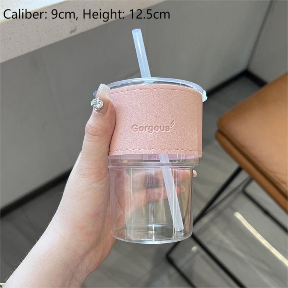 Creative Transparent Bamboo Water Bottle With Straw Reusable Drinkware