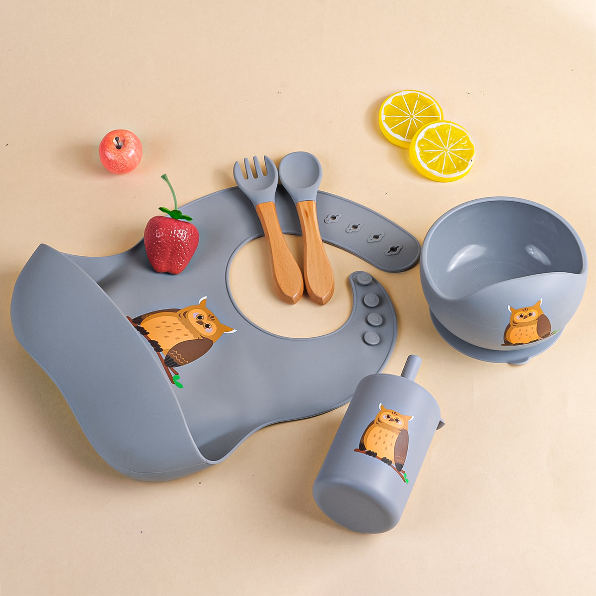 5PCS Baby Silicone Feeding Set | BPA-Free Bowl, Bib, Spoon & Fork Set