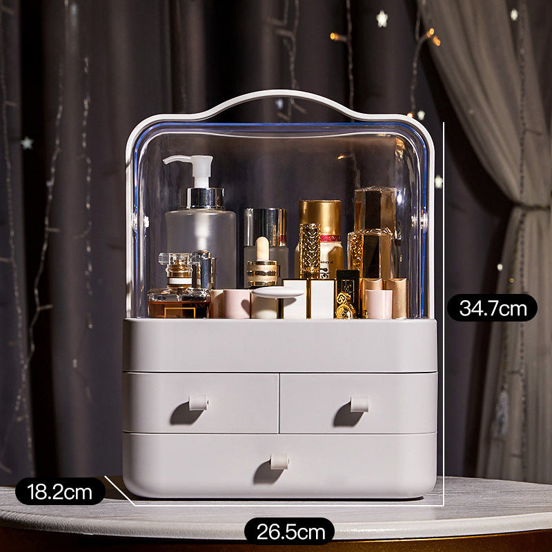 Dustproof Makeup Organizer with Drawer | Cosmetic Storage Box for Skincare