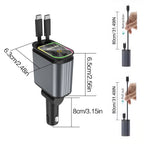 4in1 Retractable Car Charger Fast USB Type C Charger