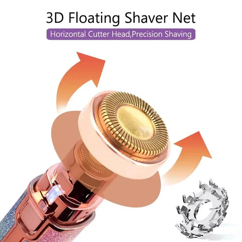 2-in-1 Electric Facial Hair Remover LED Shaver Eyebrow Trimmer