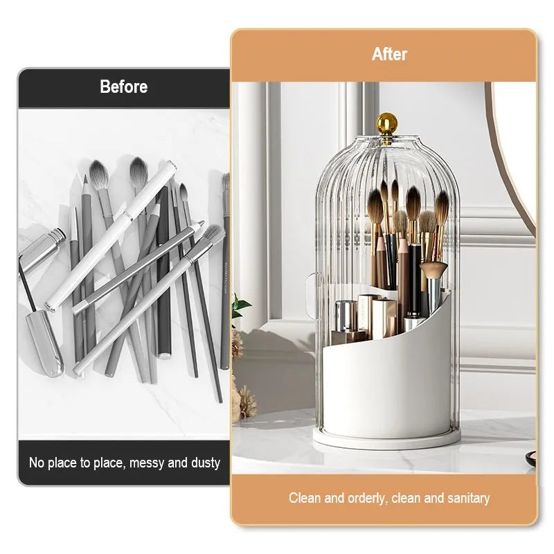 360° Rotating Birdcage Makeup Brush & Pen Holder | Multi-Use Storage Box