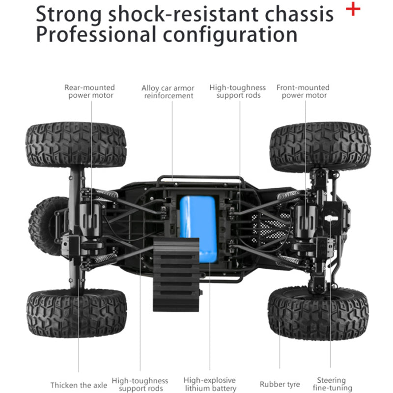 Large Wheel 4WD RC Climbing Truck LED Off Road Pickup Toy