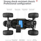 Large Wheel 4WD RC Climbing Truck LED Off Road Pickup Toy