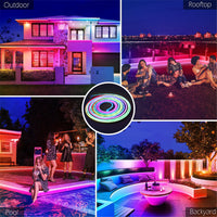 RGB IC LED Strip Light IP66 Waterproof Music Sync Neon Rope Light With App Control For Road Courtyard Lawn Swimming Pool