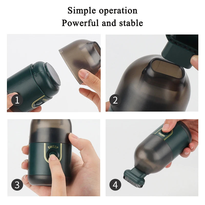 Portable Wireless Mini Vacuum Cleaner USB Rechargeable Desktop Dust Cleaning Machine